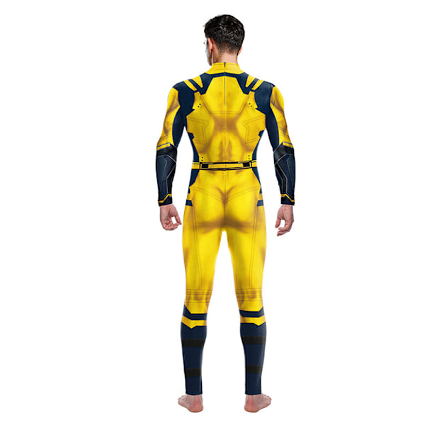 Halloween Wolverine Kostymer Cosplay 3D Wolverine Bodysuit Jumpsuit för Herrar, Deadpool och Wolverine Kostymgåvor Yellow L