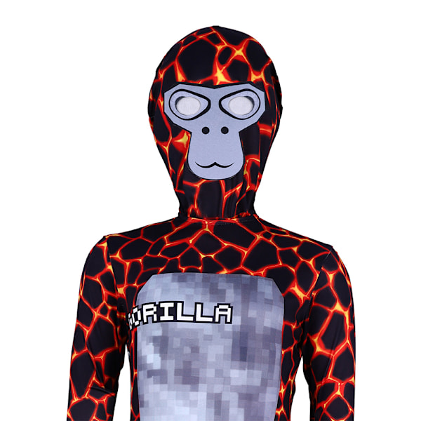 Gorilla Tag Lasten Poikien Halloween-asu - Premium-laatuinen haalari ja naamio asut roolileikkeihin, 8-12 vuotta Red 140cm