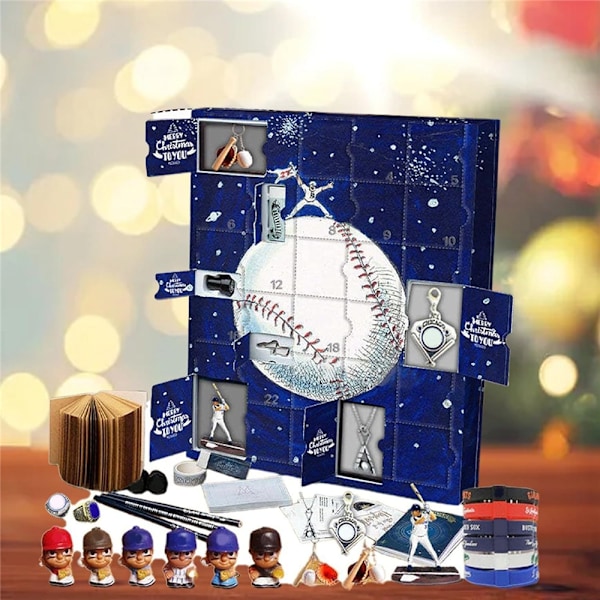 Jule Basketball Adventskalender 2024, Indeholder 24 gaver, Overraskelse Baseball Superstar Adventskalender, 24 dages juleferie nedtælling
