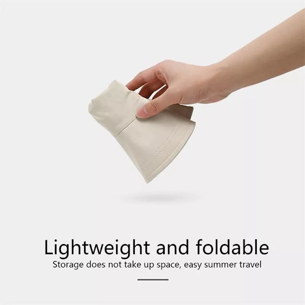 Sommerhatt for kvinner med bred brem, sammenleggbar solhatt, anti-UV strandvisir Beige
