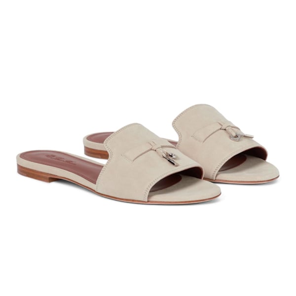 LORO PIANA Sommar Charm Suedetofflor Apricot 40
