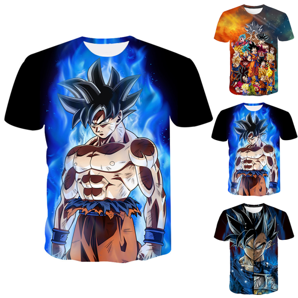 Pojkar Barn Anime Z 3D Goku T-shirt Kortärmad T-shirt med rund hals T-shirt Present A 130cm