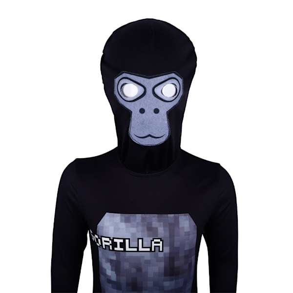 Gorilla Tag Lasten Poikien Halloween-asu - Premium-laatuinen haalari ja naamio asut roolileikkeihin, 8-12 vuotta Black 130cm