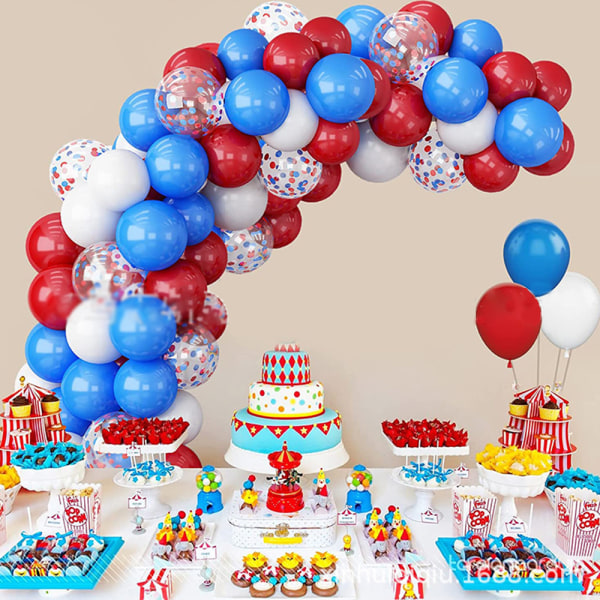 Röd Vit Blå Konfetti Latex Ballonger Garland Set för festdekorationer