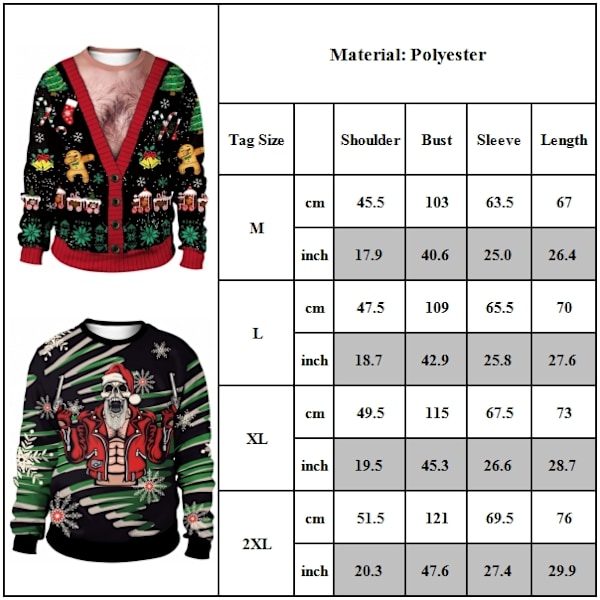 Unisex Stygg Julegenser Trykt Genser, 3D Morsom Digitaltrykk Sweatshirt #3 M