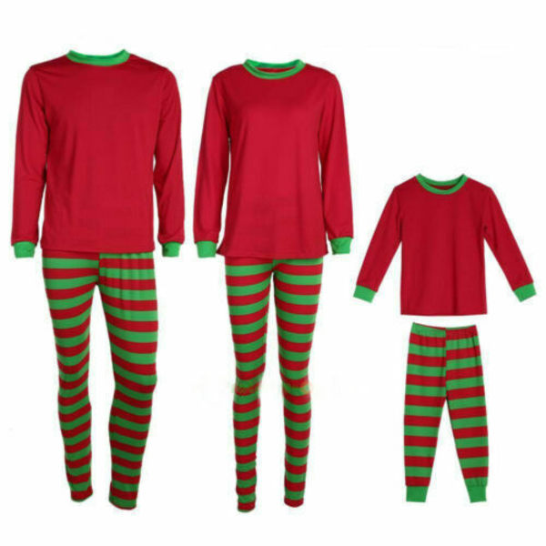 Familj Matchande Vuxna Barn Jul Pyjamas Pyjamas Set Xmas lSleeepwear Nattkläder Striped, Kid 7-8Years