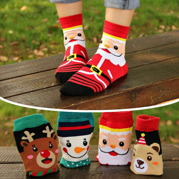 Kvinnor Jultomte Snögubbe Elf Printed Mjuka Fluffiga Lounge strumpor Deer