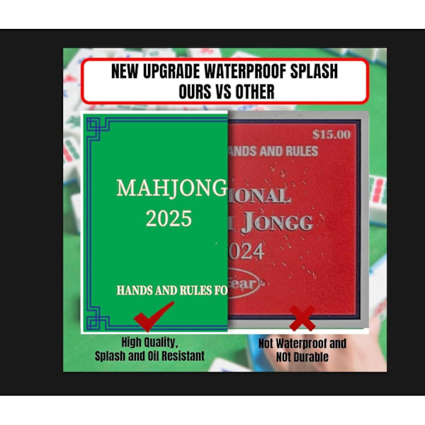 2025 Mahjong -kortit, 4 kpl viralliset standardikäsien säännöt Mah-Jongg -kortit vihreä 4PCS