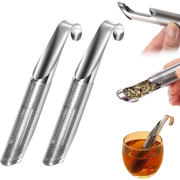 Rostfritt Stål Teinfuser, Nät Te Sil, Te Diffuser med Hängande Krokhållare för Löst Te 2PCS