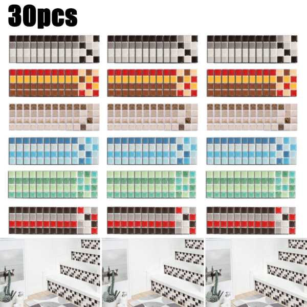 30 KPL Mosaiikkilaattatarrat Seinäportaat Kodin Sisustus Vedenpitävä F 30PCS