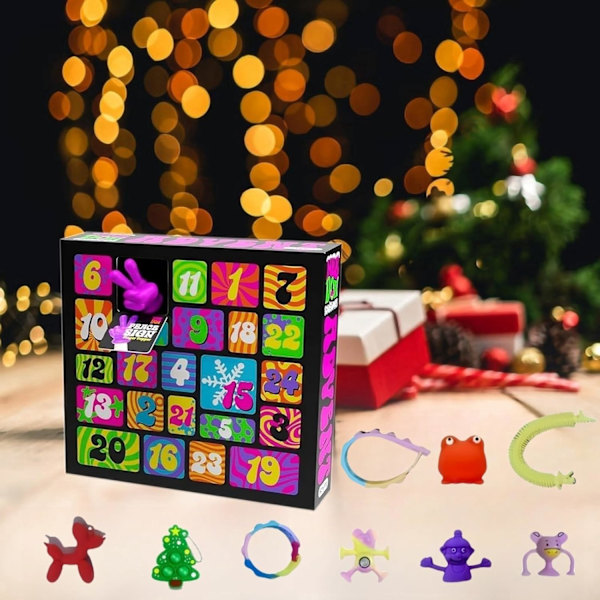 Nee Doh Squishmas Adventskalender 2024 - 24 Dagar Nedräkning med NeeDoh Squishy Klämleksaker 24PCS