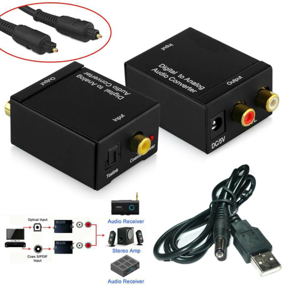 Koaxial fiberkonvertering Digital Audio Converter Optisk