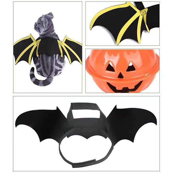 Halloween lemmikin lepakkosiivet kissa koira lepakkoasu söpö musta kissa lepakkosiivet roolileikki pentu kissa asusteet M