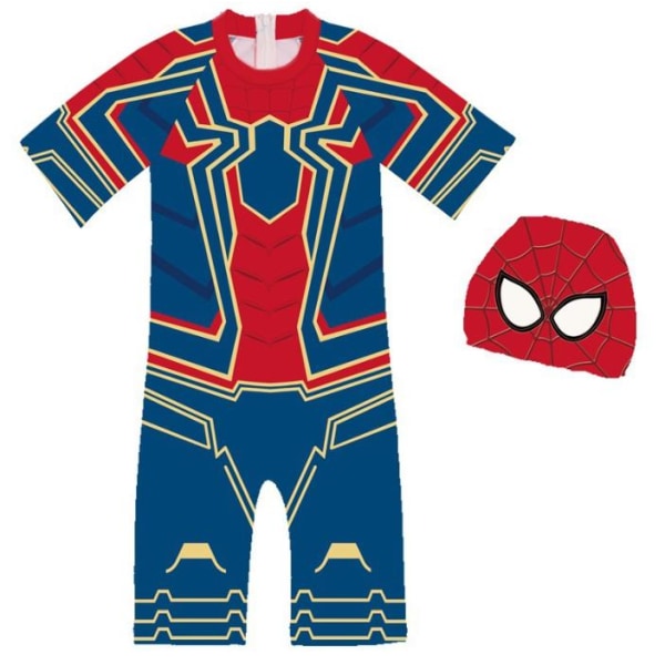 Barn Pojkar Spider-man One Piece Baddräkt Surfing Badkläder Strandkläder med cap A 140cm