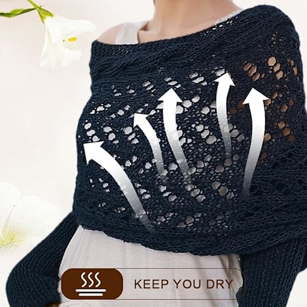 Stickad Kabelomslag, Bolero för Kvinnor, Stickad Wrap-Sjal, Enfärgad Tröja-Sjal med Ärmar Dark brown