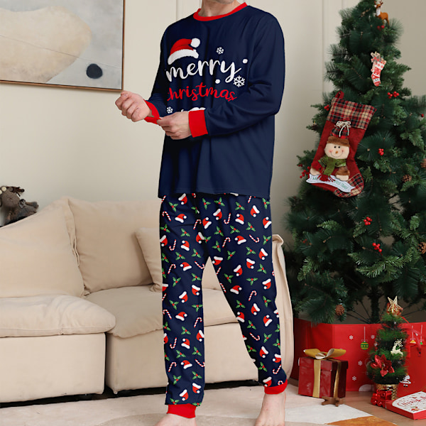 Julpyjamas för Familjen - Matchande Pyjamas med Tomteluva Tryck för Vuxna, Barn och Spädbarn - Nattkläder Men L
