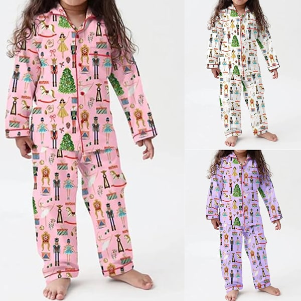 Flickor Outfit Set Söt Casual Två-Delar Set Pyjamas För Barn Långärmad Med Byxa Matchande Set Nattkläder Set För Musikälskare Fans White 100cm