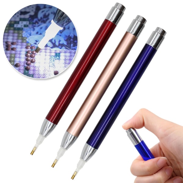 LED-ljus 5D Diamond Paint Tool Point Drill Pen Barngåva gold