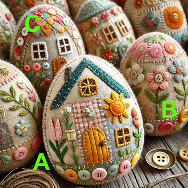 Patchwork Filt Ägghus DIY Kit Filt Påskägg Hus Kit DIY Broderi Filt Kit Högtidsdekoration Påskägg Heminredning C