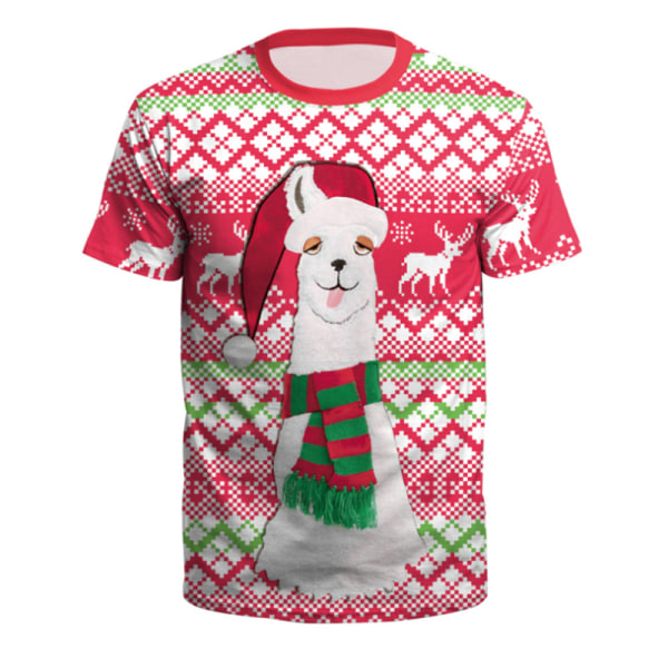 Jul Xmas grafiskt print Kvinnor Män Kortärmad T-shirt E Style 2XL