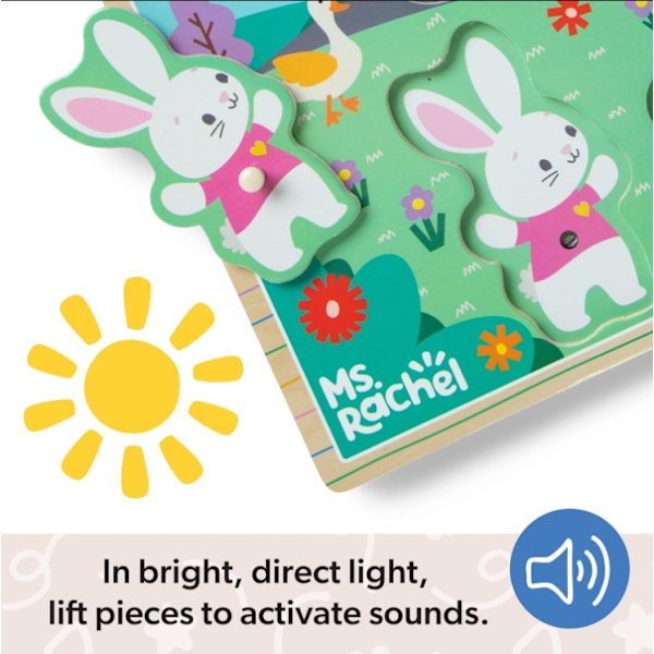 Ms. Rachel Melissa & Doug Träpussel med Sångstift, 6-delar med Hela Sånger, Leksaker för Småbarn för Pojkar och Flickor 2-5+ År