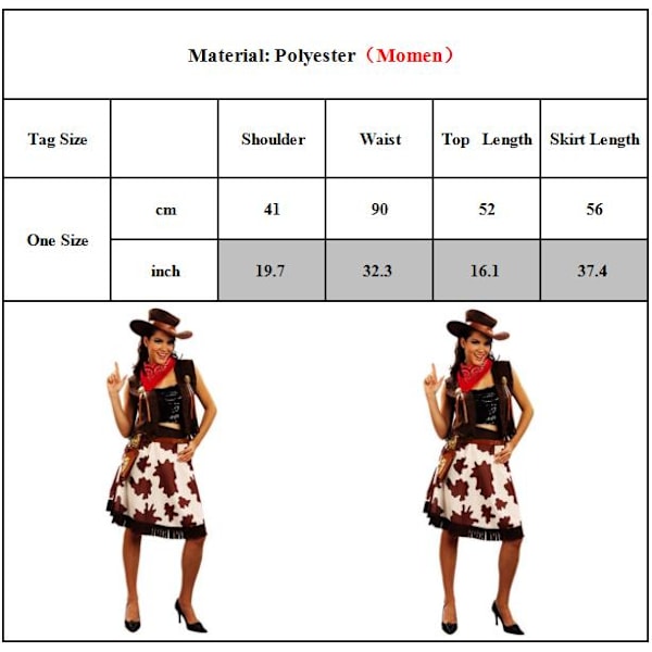 Halloween Cowboy Kostym för Vuxna Män och Kvinnor, Förälder och Barn Cowgirl Cosplay Western Klänning Dräkt Karneval Vuxen Kostymer Womens One Size