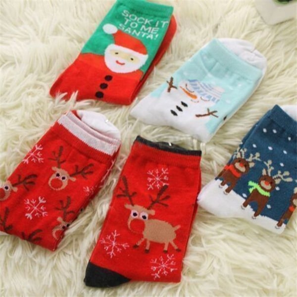 Dame Julenisse Reinsdyr Trykte Termiske Vintersokker Julegaver Grey Snowflake 1 Pair