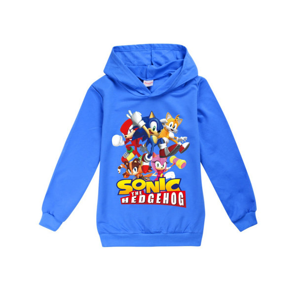 Kid Sonic Hedgehog Långärmad Hoodie Sweatshirt Pullover Jumper Navy Blue 130cm