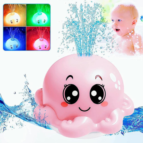 Bad bläckfisk Spray Induktion vattenleksaker med LED-ljus, musik pink