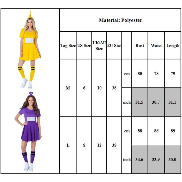 Teletubbies Kostym Fancy Dress Jumpsuit Hat Cosplay Set för vuxna kvinnor Herr Purple L
