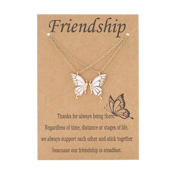 2 ST Best Friends Butterfly Pendant Halsband Smycken Sisters Guld