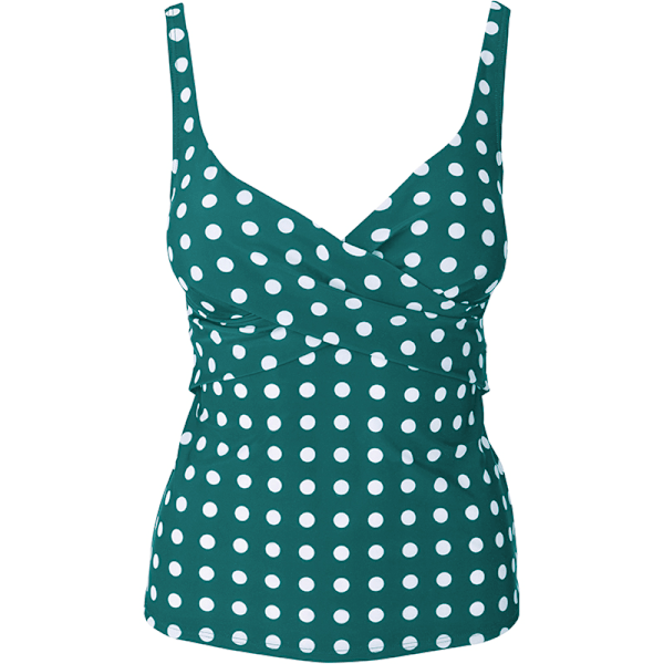 Dam Polka Dot Tankini Set Baddräkt Vadderade Shorts Strandkläder Baddräkt Plus Size Green XL