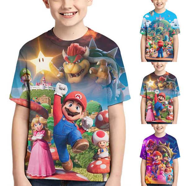 Barn Super Mario T-shirt Crewneck kortärmad Novelty Top Tee B 7-8 Years
