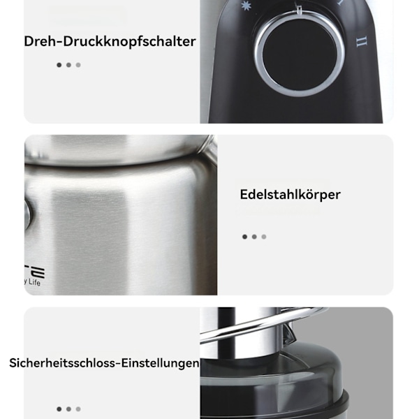 Mehustin, 2-in-1, 1200W Sähköinen mehupuristin, Mehustin/Kahvimylly, Täyttöaukko 75 mm, Kaksi nopeusasetusta