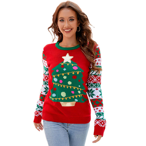 Damjultröja med julmotiv - Vintage Holiday Stickad Tröja B XL