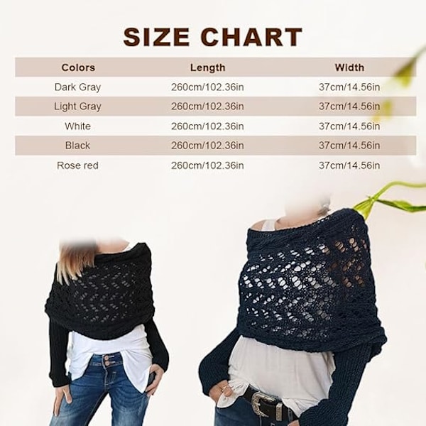 Strikket Kabel Slå-om, Trøjer til Kvinder, Strikket Slå-om Sjal, Ensfarvet Sweater Tørklæde med Ærmer Rose red