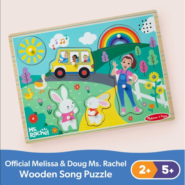 Ms. Rachel Melissa & Doug Träpussel med Sångstift, 6-delar med Hela Sånger, Leksaker för Småbarn för Pojkar och Flickor 2-5+ År