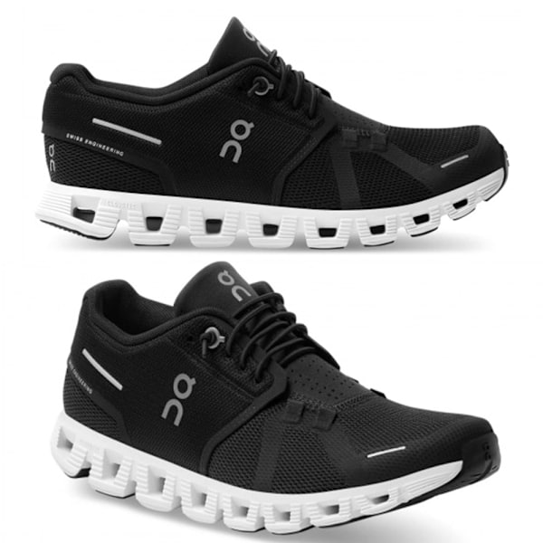 ON CLOUD 5 Herr & Dam  On-skor Cloud X Andningsbara Vattentäta Sneakers Lätta Löparskor Black White 44