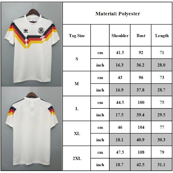 TYSKLAND 1990 HEMMATRÖJA Herr Fotbollströja Fotbolls T-shirt Toppar L