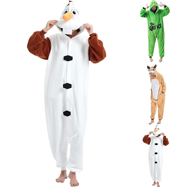 Julpyjamas Unisex Vuxen Cartoon Kostym Kvinnor Och Män Halloween Julsovkläder Jumpsuit Onesie Plysch Varma Cosplay Pyjamas Set C L