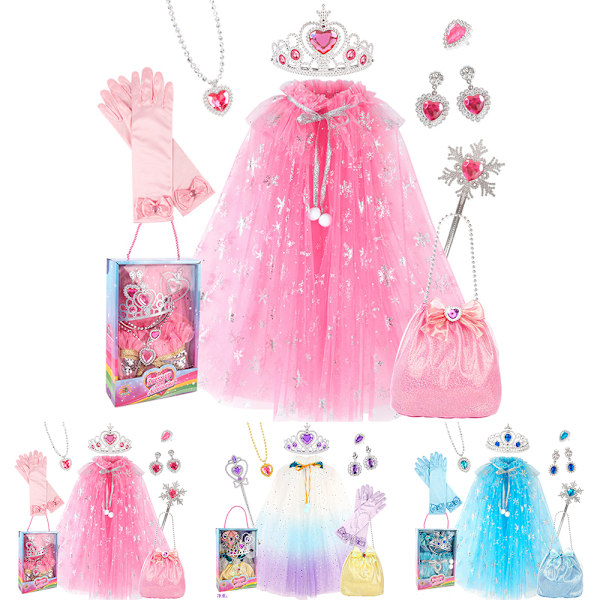 Lilla flickors prinsessklänning, kappa och smyckesset för födelsedagsfest, julkarneval, 3-8 år Multicolour