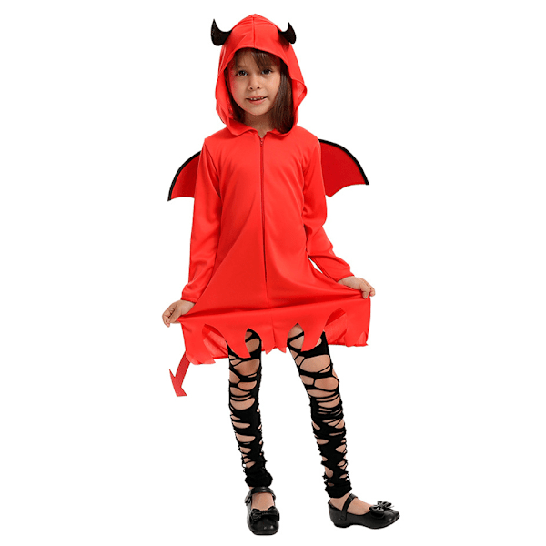 Barn Röd Demon Djävul Ond Bat Vampyrer Jumpsuit Klä Upp Pojkar Flickor Creepepasta Halloween Maskeraddräkt Girl L