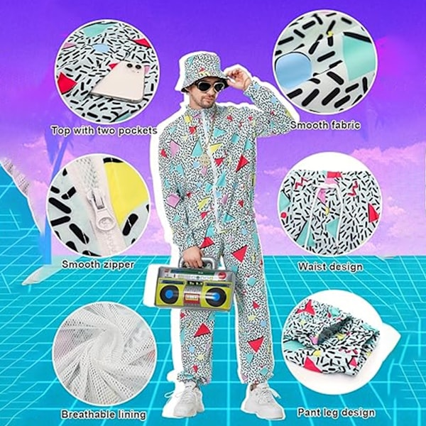 Retro Disco Miesten Naisten 70-luvun 80-luvun Asu Verryttelypuku Juoksupuku Naamiaisasu Uusi Green M