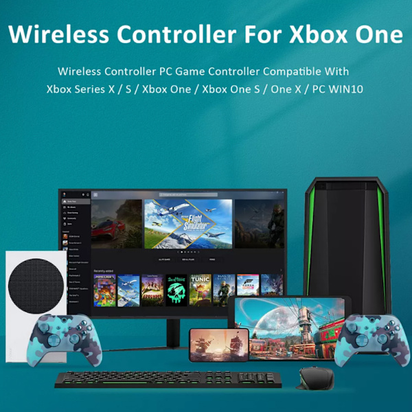 Trådløs kontroller for Xbox One & Xbox Series X|S PC Windows - Med lydkontakt Ocean Blue