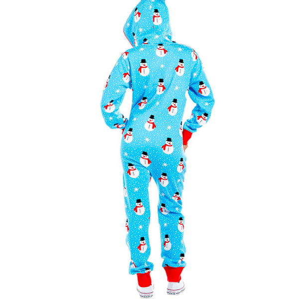 Damjulklänning med Huva, Jultryck, Pyjamas Jumpsuit, Loungewear, Kläder, Blixtlås D L