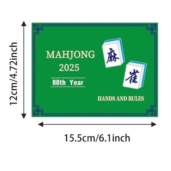 2025 Mahjong -kortit, 4 kpl viralliset standardikäsien säännöt Mah-Jongg -kortit vihreä 4PCS