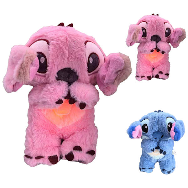 Barn Lilo Stitch Andningsmusikalisk Lugnande Docka Ångestlindrande Plysch Sovleksak Pink