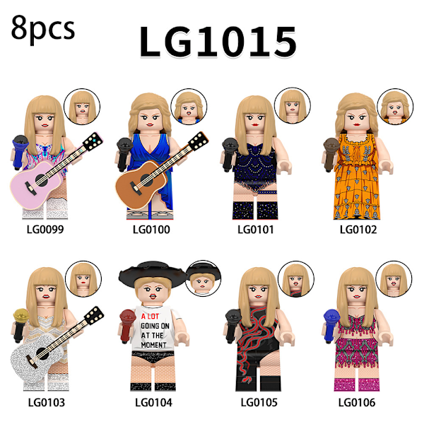 8 stk. Taylor Swift Byggeklods Minifigur MOC Klodser Samlelegetøj Børnegaver 8PCS