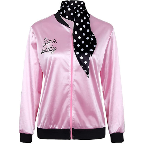 1950-talls Dame Rosa Satengjakke Halloween Cosplay Fancy Skjerf Kåpe 2XL