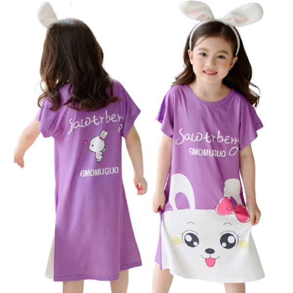 Flickors Nattlinne Småbarn Sommar Pyjamas Sovkläder Kortärmad Tryckt Pyjamas Sovkläder 3-10 År #8 7-8Years